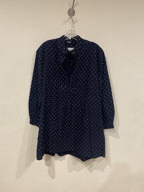 The Sleep Shirt Nightshirt Womens One Size Blue Polka Dot Long Sleeve Chemise